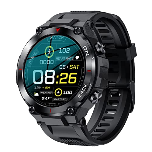 Smartwatch Herren Militär Outdoor GPS Smartwatch mit 1,32 Zoll Touch-Screen Fitnessuhr Schrittzähler Uhr Herren mit Herzfrequenzmessung Schlafmonitor Sportmonitor von Kalorienverbrauch Kilometerstand von findtime