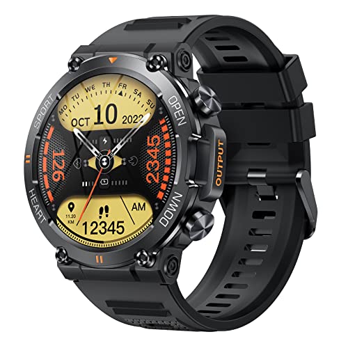 Smartwatch Herren mit Telefonfunktion Militär Outdoor Smartwatch Fitnessuhr Schrittzähler Uhr Herren mit Herzfrequenz-/Blutdruckmessung Schlafmonitor Sportmonitor von Kalorienverbrauch Kilometerstand von findtime