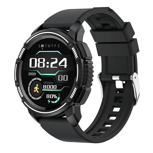 Smartwatch für Herren und Damen, 1,28 Zoll, 5 ATM, Sport-Smartwatch, 24 Sportmodi, wasserdicht IP67, mit Herzfrequenzmonitor, Fitness Tracker für iOS und Android, Schwarz , Modern von findtime