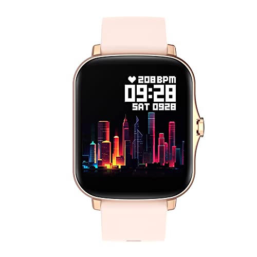 Smartwatch für Herren und Damen, Sport, mit Bluetooth-Kopfhörern, kabellos, Fitness-Armbanduhr, Touchscreen, Rosa von findtime