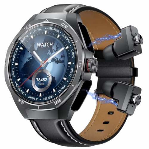 Smartwatch mit Kopfhörer 2in1 Blutdruckmessung Uhr mit Kopfhörer drin kabellos unsichtbar mini klein in Ear Kopfhörer Bluetooth Earbuds Herzfrequenz Schrittzähler Smartwatch für Android iOS von findtime