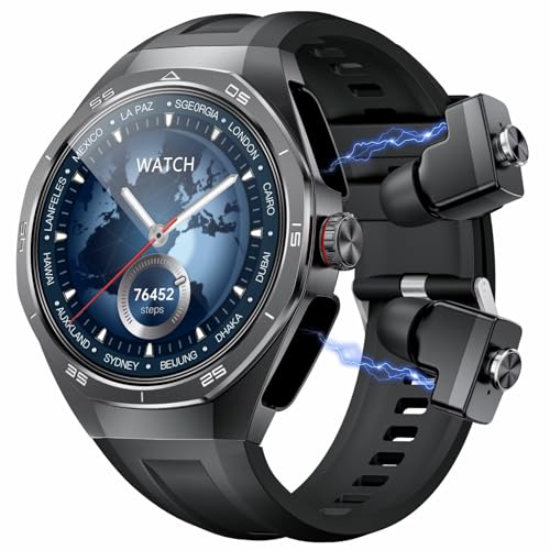 Smartwatch mit Kopfhörer 2in1 Blutdruckmessung Uhr mit Kopfhörer drin kabellos unsichtbar mini klein in Ear Kopfhörer Bluetooth Earbuds Herzfrequenz Schrittzähler Smartwatch für Android iOS von findtime