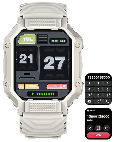 findtime Militär-Smartwatch, Anrufe tätigen/empfangen, 24/7, Herzfrequenz, Blutsauerstoff-Monitor, 4,6 cm (1,8 Zoll), HD-Bildschirm, Smartwatch, kompatibel mit iPhone, Android-Handys, taktischer von findtime