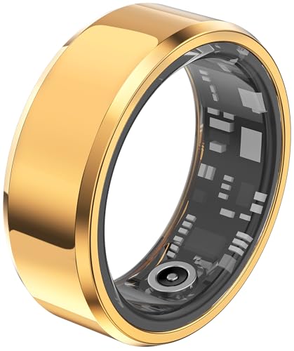 findtime Smart Ring Android Fitness Tracker Ring Smartringe für Herren Damen Smart Ring Herzfrequenz wasserdichte Smartring mit Schrittzähler Schlaftracker Ring iOS Smart Workout Fitness Ring Gold von findtime