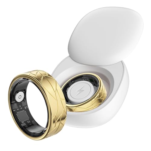 findtime Smart Ring Golden Smart Ring Android Smartringe für Damen und Herren Fitness Ring Tracker Schrittzähler Herzfrequenzmessung Schlafmonitor Gesundheitsüberwachung Aktivitätstracker,Gold#8 von findtime