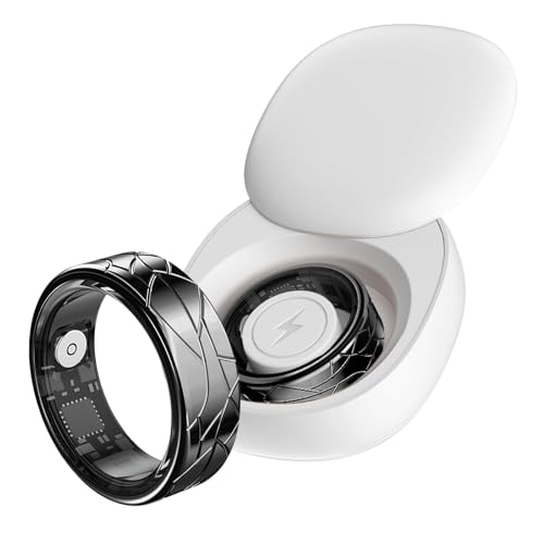 findtime Smart Ring Golden Smart Ring Android Smartringe für Damen und Herren Fitness Ring Tracker Schrittzähler Herzfrequenzmessung Schlafmonitor Gesundheitsüberwachung Aktivitätstracker,Schwarz#7 von findtime