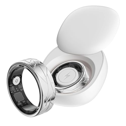 Smart Ring Golden Smart Ring Android Smartringe für Damen und Herren Fitness Ring Tracker Schrittzähler Herzfrequenzmessung Schlafmonitor Gesundheitsüberwachung Aktivitätstracker,Silber#9 von findtime