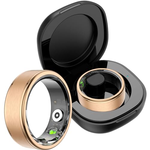 findtime Smart Ring Schrittzähler Smartring Pulsmesser Fitness Ring Kalorienzähler Smartringe für Herren Damen Herzfrequenz Fitness Tracker Ring Android iOS Schlaftracker Sport Ringe Gold Schwarz von findtime