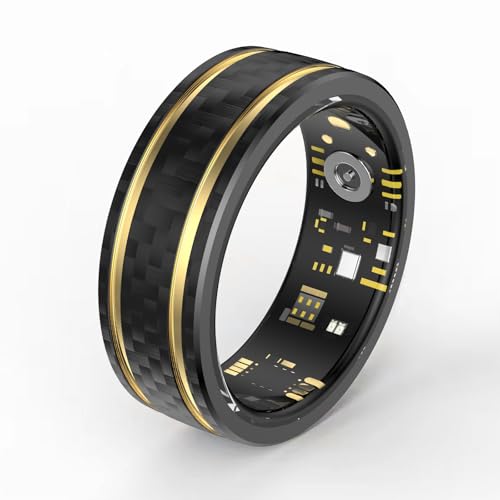 findtime Smart Ring Smartringe für Herren und Damen Smart Ring Android Fitness Ring Schlaftracker Herzfrequenz SpO2 Kalorie Distanz Messung Schrittzähler Schwarz Gold von findtime