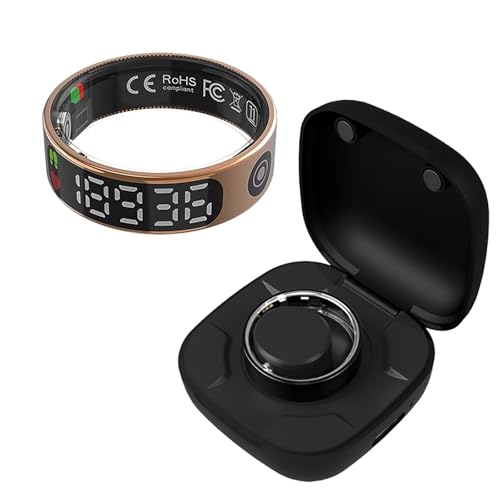 findtime Smart Ring mit Display Smartring Herren Damen Fitness Ring Tracker Android IOS Fitnessring Smarter Ring Schlaf Pulsmesser Schrittzähler Schwarz Gold Silber Aktivitätstracker von findtime