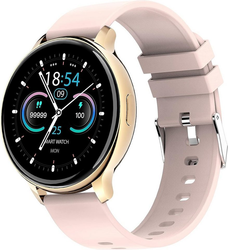 findtime Smartwatch (1,28 Zoll, Android iOS), Damen mit Telefonfunktion Armbanduhr Fitnessuhr Blutdruck Sportuhr von findtime