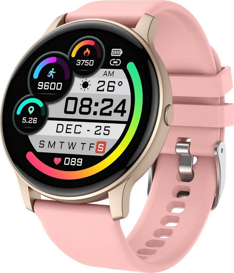 findtime Smartwatch (1,3 Zoll, Android, iOS), IP68 Wasserdicht Fitness Tracker mit Schlafmonitor Schrittzähler Uhr von findtime