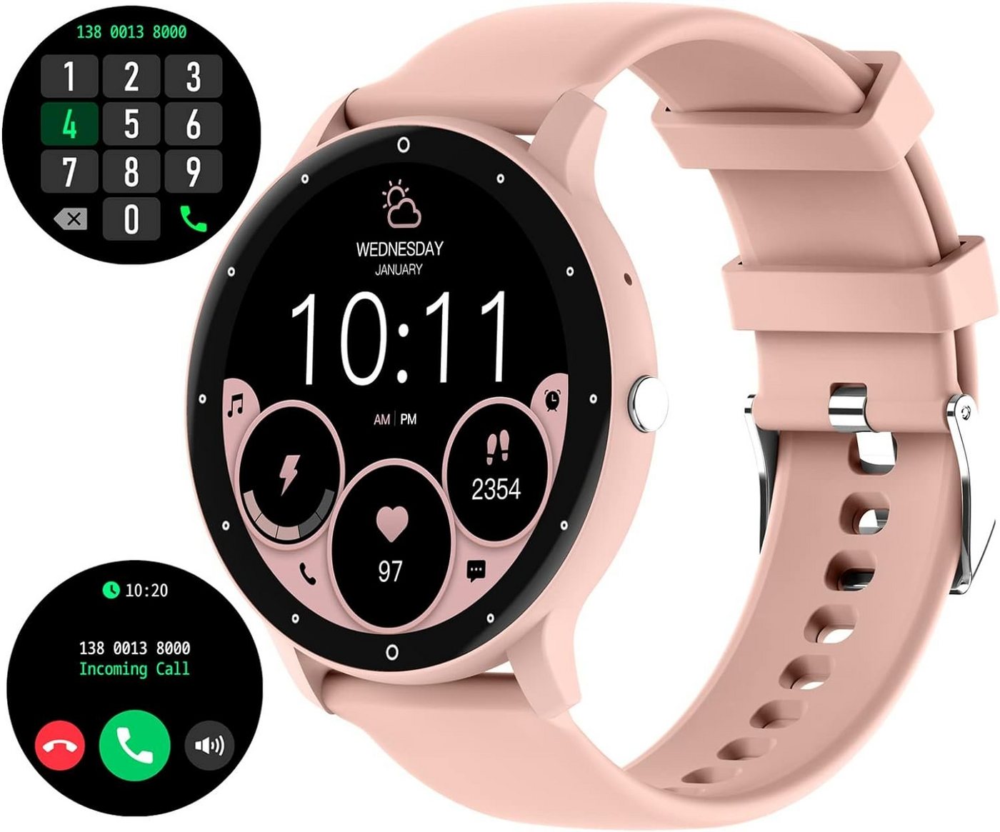 findtime Smartwatch (1,39 Zoll, Android, iOS), Smartwatch mit Annehmen & Tätigen von Anrufen, Nachrichtenerinnerung von findtime
