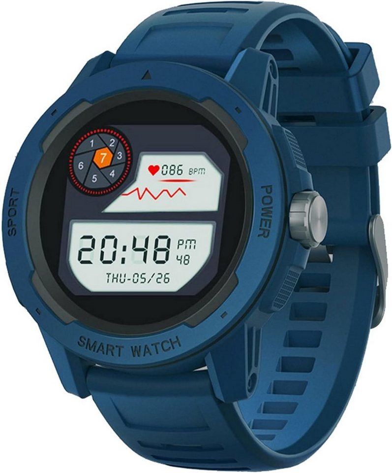 findtime Smartwatch (1,4 Zoll, Android, iOS), Sportuhren Outdoor Militär IP68 Wasserdicht Fitnessuhr Schrittzähler von findtime