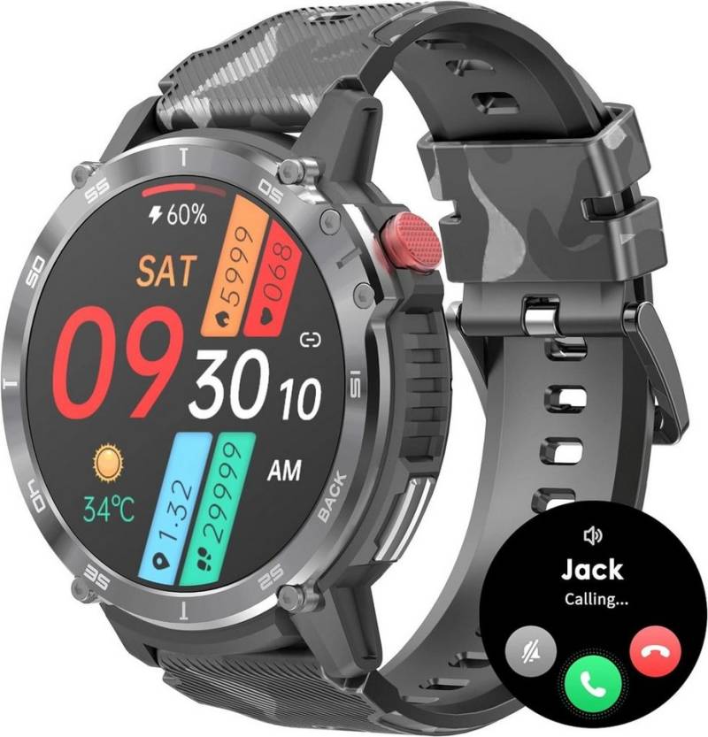 findtime Smartwatch (1,6 Zoll, Andriod iOS), Telefonfunktion Musikspeicher, Direkt Koppeln Bluetooth Kopfhörer von findtime