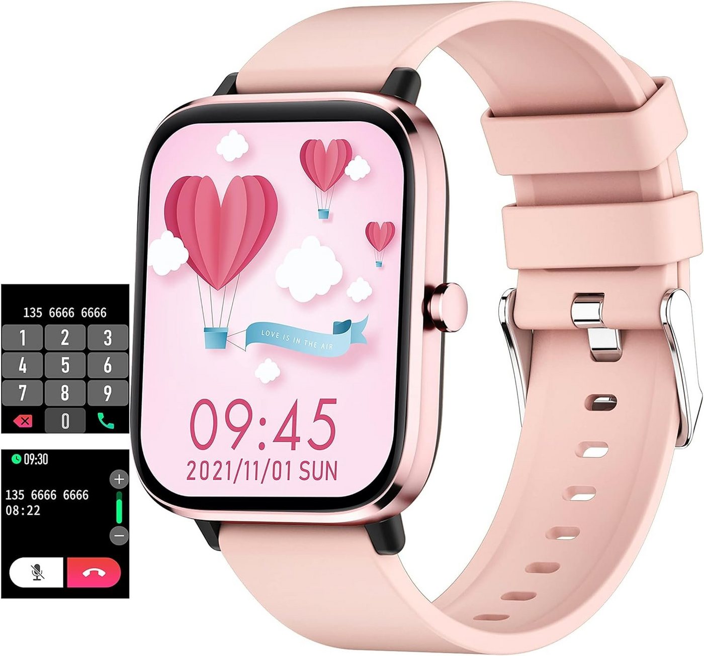 findtime Smartwatch (1,69 Zoll, Android iOS), Damen mit Telefonfunktion Fitnessuhr mit Blutdruckmessung Sportuhr von findtime
