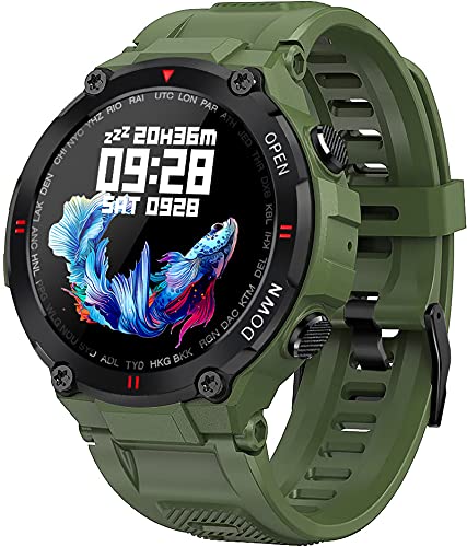 findtime Smartwatch Herren Militär Uhr mit Telefonieren Fitness Uhr Herren Outdoor Tactical Watch Herzfrequenzmesser Schrittzähler Pulsuhr Sportuhr für Männer IOS Android von findtime