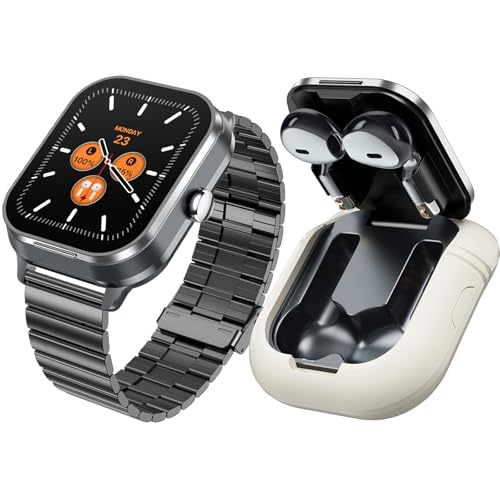 findtime Smartwatch mit Kopfhörer 2in1 Laufuhr Herren Schrittzähler Pulsuhr Blutdruck Fitnessuhr Schlaftracker Sportuhr In Ear Kopfhörer Uhr mit Kabelloses Headset Smart Watch Telefonfunktion NFC von findtime