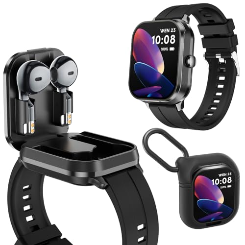 findtime Smartwatch mit Kopfhörer 2in1 Laufuhr Herren Schrittzähler Pulsuhr Blutdruck Fitnessuhr Schlaftracker Sportuhr In Ear Kopfhörer Uhr mit Kabelloses Headset Smart Watch Telefonfunktion NFC von findtime