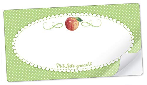 10 STICKER RECHTECKIG GRÜN Apfel"Mit Liebe gemacht" mit Freitextfeld für Chutneys, Apfelsaft, Apfelmus, Sirup, Limonade u.v.m. • Etiketten Format: 96 mm x 50,8 mm, matt von fioniony