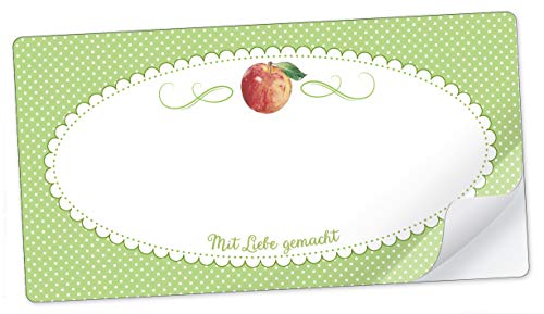 10 STICKER RECHTECKIG GRÜN Apfel "Mit Liebe gemacht" mit Freitextfeld für Chutneys, Apfelsaft, Apfelmus, Sirup, Limonade u.v.m. • Etiketten Format: 96 mm x 50,8 mm, matt von fioniony