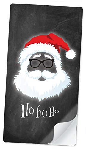 10 STICKER RECHTECKIG NIKOLAUS WEIHNACHTSMANN HO HO HO KREIDETAFEL LOOK SCHWARZ • Etiketten Aufkleber Weihnachten Geschenkverpackung Verpackung Banderole • 96 mm x 50,8 mm, matt von fioniony