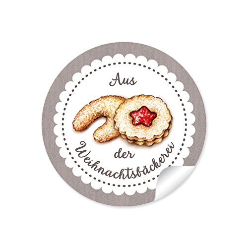 24 STICKER: "Aus der Weihnachtsbäckerei" 24 Edle Etiketten im "Retro-Vintage-Style" Weihnachtsplätzchen • für selbst gemachte Kekse zu Weihnachten • Aufkleber im Format 4 cm, rund, matt in Sand von fioniony