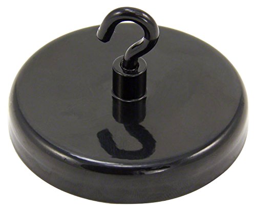 Ferrit Black Lackiertes Klemmmagnet Mit M4 - Haken zum Aufhängen, Halten Oder Anzeigen von Gegenständen - 57mm Durchmesser - 25kg Zug - Pack von 10 von first4magnets