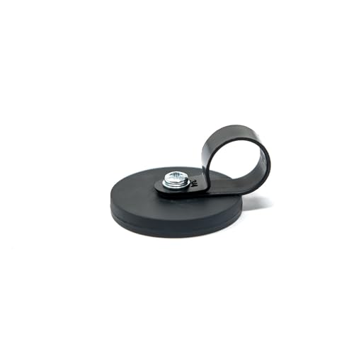 Kabelhalter mit Gummibeschichtung, 43 mm Durchmesser x 6 mm Höhe, mit 19 mm Kabelclip, Schwarz, 8 kg Zugkraft (10 Stück) von first4magnets