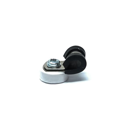 Kabelhaltermagnet mit Gummibeschichtung, 18 mm Durchmesser x 6 mm Höhe, mit 6 mm Gummiklemme (weiß), 1,6 kg Zugkraft (10 Stück) von first4magnets