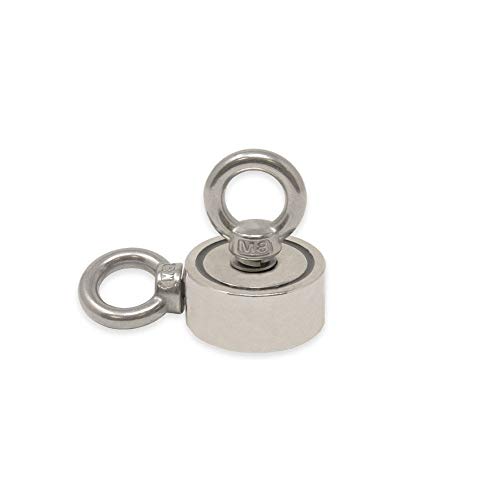 N42 Neodym - Topf - Magnet Mit 2X M8 Augenbolzen zum Magnetenfischen, Erholung und Schatzsuche - 48mm Durchmesser x 18mm - 80kg Zug N42 Neodym - Topf - Magnet Mit 2X M8 Augenbolzen zum Magnetenfischen, Erholung und Schatzsuche - 48mm Durchmesser x 18mm - 80kg Zug von first4magnets