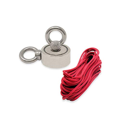 N42 Neodym - Topf - Magnet Mit 2X M8 Augenbolzen zum Magnetenfischen, Erholung und Schatzsuche - 48mm Durchmesser x 18mm - 80kg Zug N42 Neodym - Topf - Magnet Mit 2X M8 Augenbolzen zum Magnetenfischen, Erholung und Schatzsuche - 48mm Durchmesser x 18mm - 80kg Zug von first4magnets