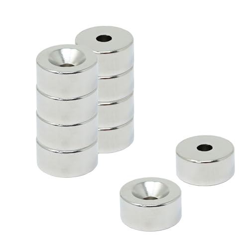 Neodym - Magnet - 10mm Durchmesser x 5mm Dick x 3,2mm C/Waschbecken - 2kg Zug - Norden - Packung von 100 von first4magnets
