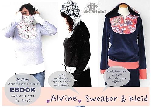 Alvine Sweater Kleid und Rock in 14 Größen 32-58 Schnittmuster und Nähanleitung [Download] von firstloungeberlin