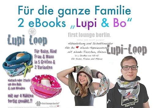 Family Lupi & Bo Kragen-Loop und Wende-Kapuzenschal mit Taschen. 2 eBooks mit Nähanleitung und Schnittmuster. [Download] von firstloungeberlin