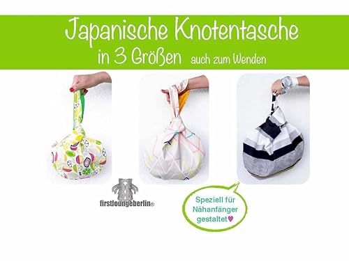 Japanische Knotentasche Beuteltasche Pdf Nähanleitung mit Schnittmuster GR. S-L firstloungeberlin [Download] von firstloungeberlin