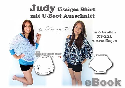 Judy Nähanleitung mit Schnittmuster für Big Shirt Top Gr. 32-52 [Download] von firstloungeberlin