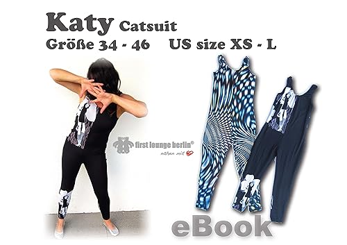 Katy Overall Nähanleitung mit Schnittmuster für Catsuit Jumpsuit Wellness-Anzug Gymnastikanzug Overall Leggings [Download] von firstloungeberlin