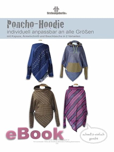 Poncho-Hoodie Nähanleitung mit Schnittmuster für Bauchtasche, Kapuze, Ärmel [Download] von firstloungeberlin