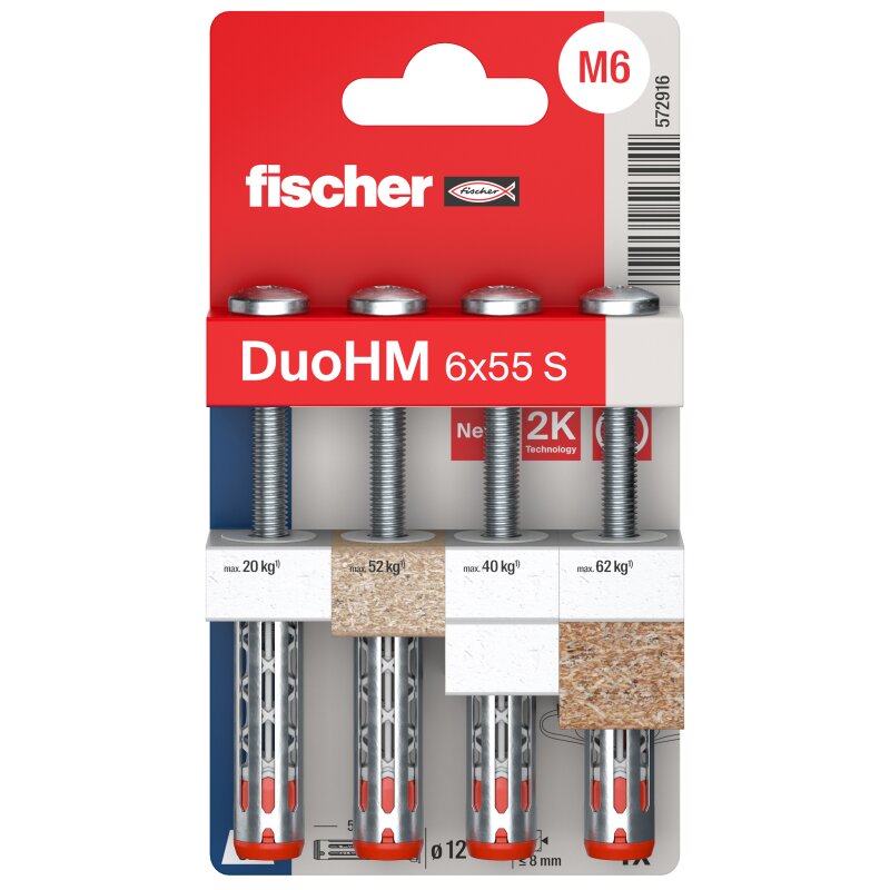 fischer Hohlraumdübel DuoHM für Plattenstärken bis 30mm mit Panheadschraube TX M6x55 - 4 Stück fischer Hohlraumdübel DuoHM für Plattenstärken bis 30mm mit Panheadschraube TX M6x55 - 4 Stück von fischer Deutschland Vertriebs GmbH