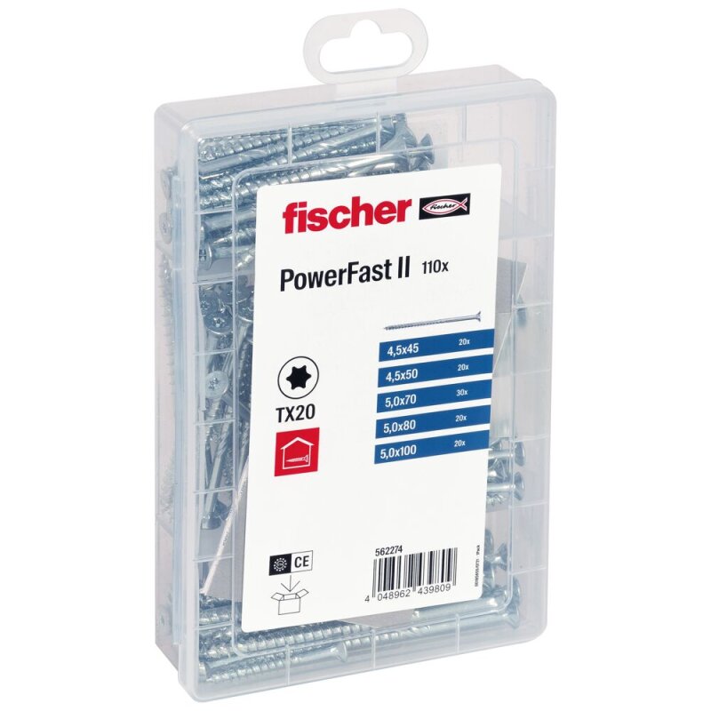 fischer Meisterbox PowerFast II Schraubensortiment Senkkopf TX verzinkt 110-teilig von fischer Deutschland Vertriebs GmbH
