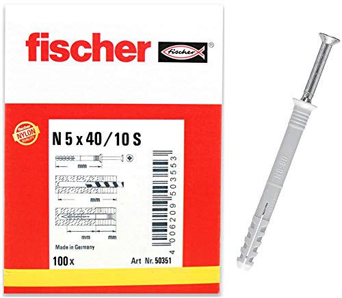 fischer Nageldübel N 5x40/15 S (100) - 100 Stück - Art.-Nr. 50351, grau von fischer