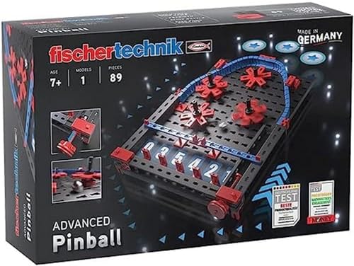 fischertechnik Advanced 569015 Pinball-Baukasten für Kinder ab 7 Jahre, Konstruktionsspielzeug, Mini Flipper Spiel, Schwarz von fischertechnik