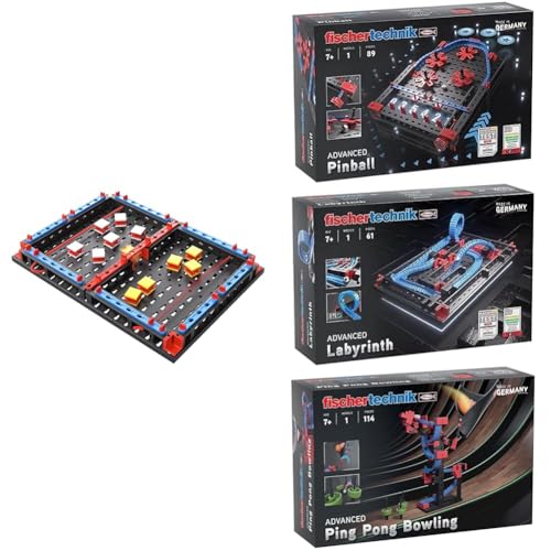 fischertechnik Bundle Advanced Slide Battle, Ping Pong Bowling, Pinball & Labyrinth Baukasten für Kinder ab 7 Jahren, Alle 4 Bausätze kombiniert in einem Bundle von fischertechnik
