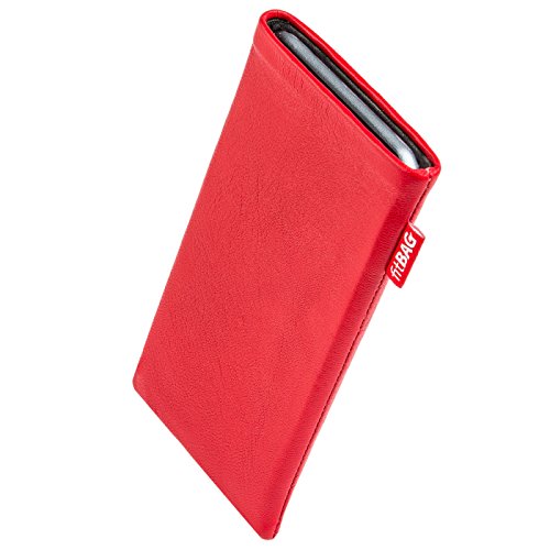 fitBAG Beat Rot Handytasche für Apple iPhone X/Xs Tasche aus Echtleder Nappa mit Microfaserinnenfutter | Hülle mit Reinigungsfunktion | Made in Germany von fitBAG