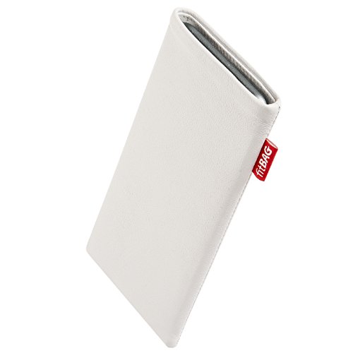 fitBAG Beat Weiß Handytasche für Apple iPhone 15 Plus Tasche aus Echtleder Nappa mit Microfaserinnenfutter | Hülle mit Reinigungsfunktion | Made in Germany von fitBAG
