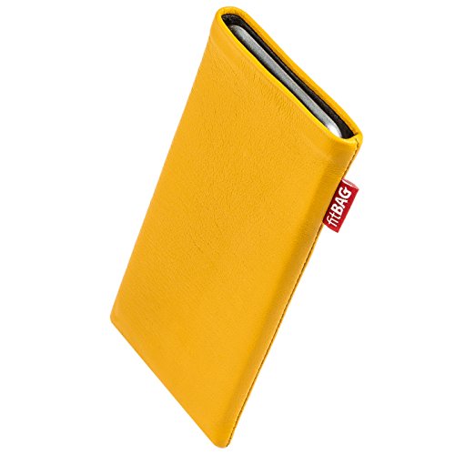 fitBAG Beat Zitronengelb Handytasche für Apple iPhone 16 Pro 6.3" Tasche aus Echtleder Nappa mit Microfaserinnenfutter | Hülle mit Reinigungsfunktion | Made in Germany von fitBAG