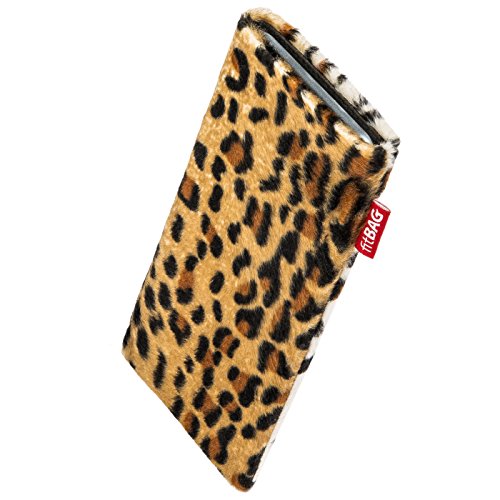 fitBAG Bonga Leopard Handytasche für Apple iPhone 15 Tasche aus Fellimitat mit Microfaserinnenfutter | Hülle mit Reinigungsfunktion | Made in Germany von fitBAG