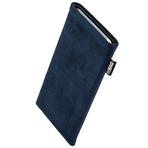 fitBAG Classic Blau Handytasche für OnePlus 13 Tasche aus original Alcantara mit Microfaserinnenfutter | Hülle mit Reinigungsfunktion | Made in Germany von fitBAG