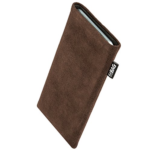 fitBAG Classic Braun Handytasche für Motorola Edge 20 Pro Tasche aus original Alcantara mit Microfaserinnenfutter | Hülle mit Reinigungsfunktion | Made in Germany von fitBAG